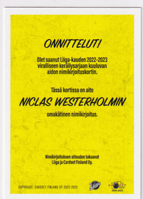 2022-23 Cardset Signature Niclas Westerholm /40 (2.)