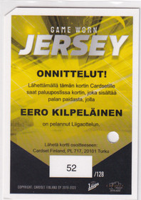 2019-20 Cardset Jersey Eero Kilpeläinen /128
