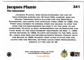  1991-92 Pro Set #341 Jacques Plante