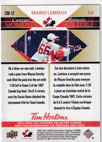  2021-22 Upper Deck Tim Hortons Team Canada Canada Moments Canvas #CM12 Mario Lemieux