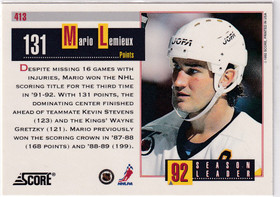  1992-93 Score #413 Mario Lemieux SL