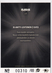 2017-18 Cardset Masks Antti Lehtonen /499