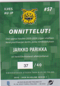 2025-26 Blueline Signature Jarkko Parikka /40