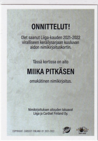 2021-22 Cardset Signature Miika Pitkänen /125