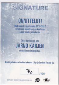 2016-17 Cardset Signature Jarno Kärki /125