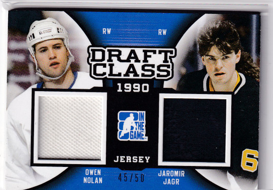 2014-15 ITG Draft Prospects Draft Class Dual Jerseys Blue #DC23 Owen Nolan/Jaromir Jagr /50