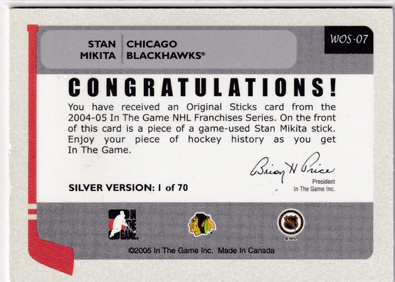  2004-05 ITG Franchises US West Original Sticks #WOS7 Stan Mikita