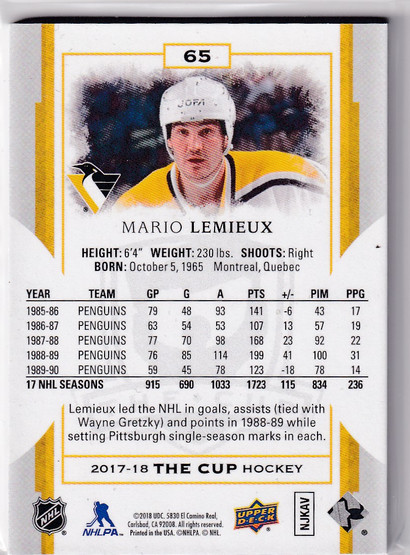  2017-18 The Cup #65 Mario Lemieux /249