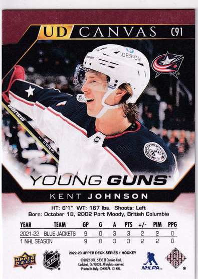  2022-23 Upper Deck UD Canvas #C91 Kent Johnson YG