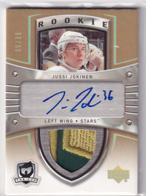  2005-06 The Cup Autographed Rookie Patches Gold Rainbow #112 Jussi Jokinen/36