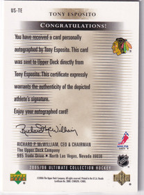  2005-06 Ultimate Collection Ultimate Signatures #USTE Tony Esposito