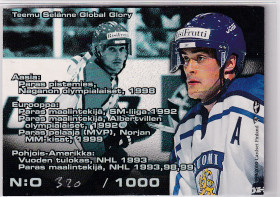 1999-2000 Cardset Global Glory Teemu Selänne /1000