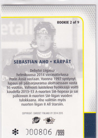 2014-15 Cardset Rookie Sebastian Aho /999
