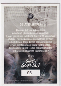 2022-23 Cardset Ghost Goalies Lassi Lehtinen /500
