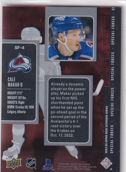  2023-24 Upper Deck Special Forces #SF4 Cale Makar