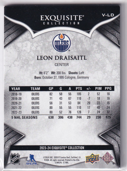  2023-24 Exquisite Collection #VLD Leon Draisaitl /399