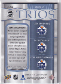 2024-25 The Cup Cup Trios Jerseys #C3DHN Leon Draisaitl / Ryan Nugent-Hopkins / Zach Hyman /49