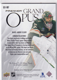  2024-25 Upper Deck Premier Grand Opus Jerseys #GOMF Marc-Andre Fleury /149
