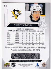  2024-25 SP Authentic Spectrum FX #S4 Sidney Crosby