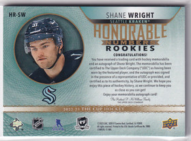  2022-23 The Cup Honorable Numbers #HRSW Shane Wright/51