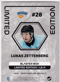 2025-26 Blueline Limited Edition Blue Lukas Zetterberg 