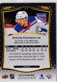  2023-24 Upper Deck Stature Orange #11 Artemi Panarin /199