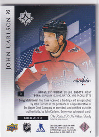  2024-25 Ultimate Collection Autographs Gold #32 John Carlson/35