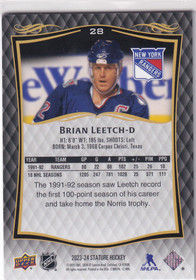  2023-24 Upper Deck Stature #28 Brian Leetch/1199