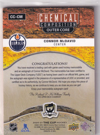  2020-21 The Cup Chemical Composition Jersey Autographs Outer Core #CCCM Connor McDavid