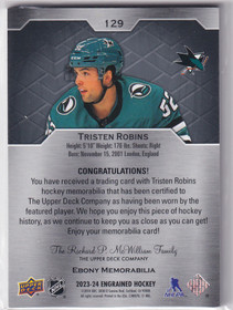  2023-24 Upper Deck Engrained Premium Memorabilia Ebony #129 Tristen Robins/35