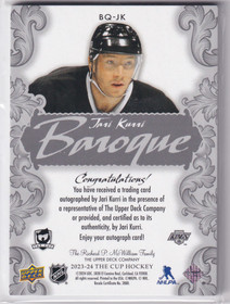  2023-24 The Cup Baroque Autographs #BQJK Jari Kurri