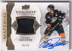  2015-16 Exquisite Collection Material Signatures #EMSTS Teemu Selanne /25