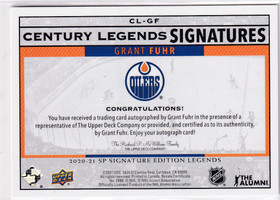  2020-21 SP Signature Legends Century Legends Signatures #CLGF Grant Fuhr C