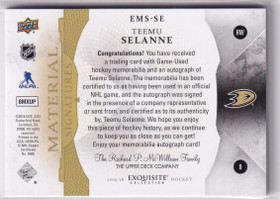  2015-16 Exquisite Collection Material Signatures #EMSTS Teemu Selanne /25