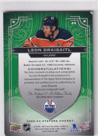  2022-23 Upper Deck Stature Autographs Green #49 Leon Draisaitl /50