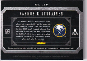  2013-14 Crown Royale Rookie Silhouette Patch Autographs #189 Rasmus Ristolainen /25