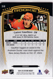  2024-25 Upper Deck Stature Orange #38 Cutter Gauthier /199 RC 