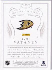 2013-14 Dominion Jerseys #DSV Sami Vatanen /99