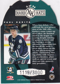  1997-98 Studio Hard Hats #3 Paul Kariya /3000