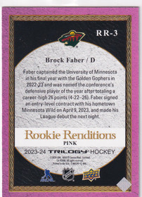  2023-24 Upper Deck Trilogy Rookie Renditions Pink #RR3 Brock Faber /25