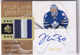  2012-13 SP Authentic Limited Autographed Patches #235 Jussi Rynnas AU /100