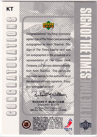  1998-99 SP Authentic Sign of the Times #KT Keith Tkachuk
