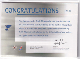  2003-04 ITG Used Signature Series Triple Memorabilia #27 Keith Tkachuk