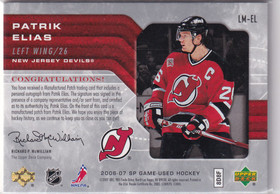 2006-07 SP Game Used Letter Marks #LMEL Patrik Elias /50