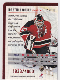  1996-97 Donruss Between the Pipes #2 Martin Brodeur /4000