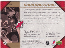  2005-06 Upper Deck Shooting Stars Jerseys #SPE Patrik Elias