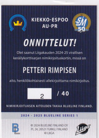 2024-25 Blueline Signature Gold Petteri Rimpinen /40