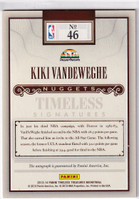  2013-14 Timeless Treasures Timeless Signatures #46 Kiki Vandeweghe /299