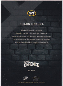 2018-19 Cardset Great Defence Shaun Heshka