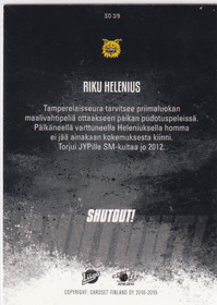 2018-19 Cardset Shutout! Riku Helenius